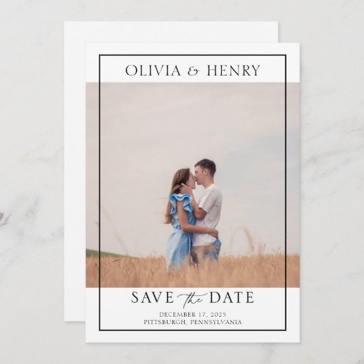 Modernes Foto Hochzeit rettet das Datum Einladung (Vorne/Hinten)