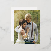 Modernes Foto Hochzeit rettet das Datum Folie Einladungspostkarte (Vorderseite/Rückseite)