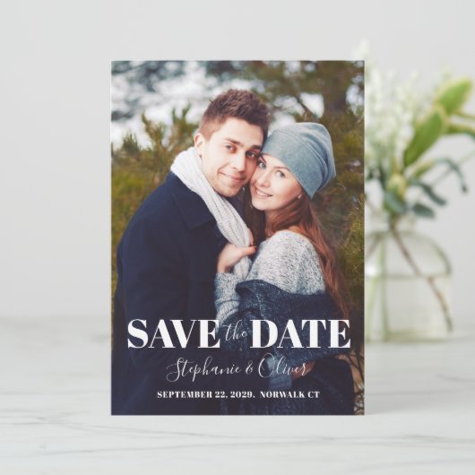 Modernes Foto Hochzeit rettet das Datum Save The Date (Stehend Vorderseite)