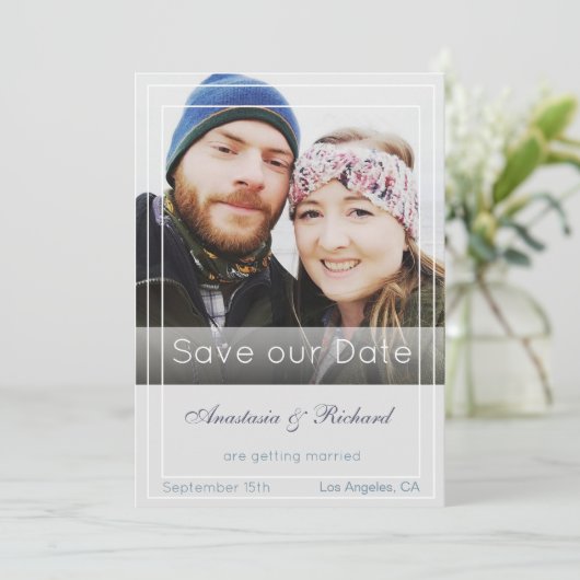 Modernes Foto Hochzeit rettet das Datum Save The Date (Stehend Vorderseite)