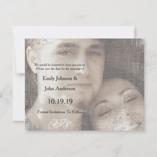 Modernes Foto Hochzeit rettet das Datum Save The Date (Rückseite)