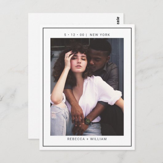 Modernes Foto Hochzeit rettet die Einladung Postkarte (Vorne/Hinten)