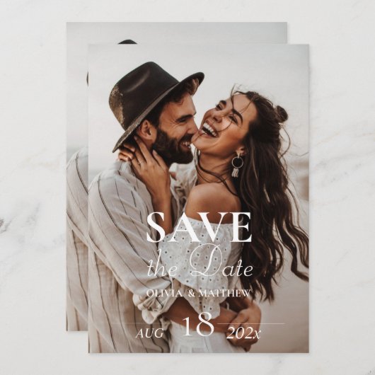 Modernes Foto Hochzeit rettet die Termine Save The Date (Vorne/Hinten)