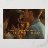 Modernes Foto Hochzeit Rose Gold Folieneinladung (Vorderseite)