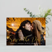 Modernes Foto Hochzeit speichern das Datum Script  Folieneinladung (Stehend vorne)