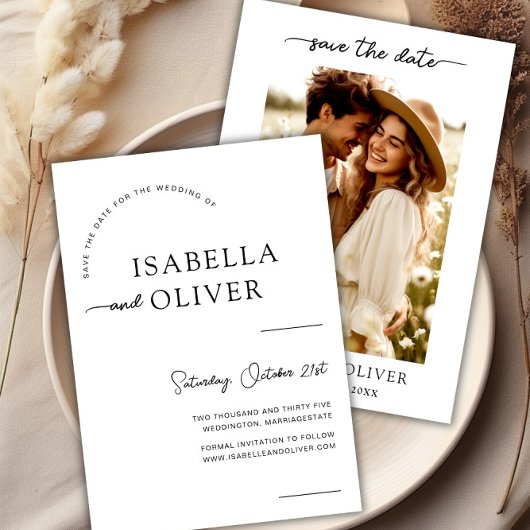 Modernes Foto Hochzeit Speichern Sie die einladend Einladung