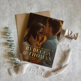 Modernes Foto HochzeitGold Folieneinladung