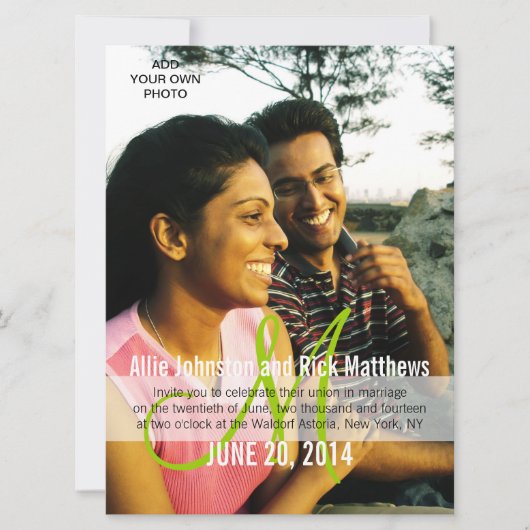 Modernes Foto-Hochzeits-Einladungs-Monogramm Einladung (Vorderseite)