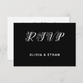 Modernes Foto Hochzeitschwarz-Weiß-Overlay RSVP Karte (Vorne/Hinten)