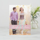 Modernes Foto Hochzeitseinladung| Rosa Minzgrün Einladung (Stehend Vorderseite)