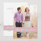 Modernes Foto Hochzeitseinladung| Rosa Minzgrün Einladung (Vorne/Hinten)