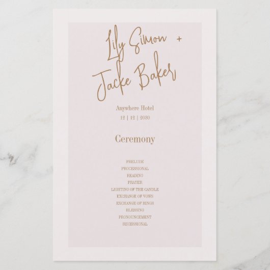 Modernes Foto Hochzeitsprogramm (Rückseite)