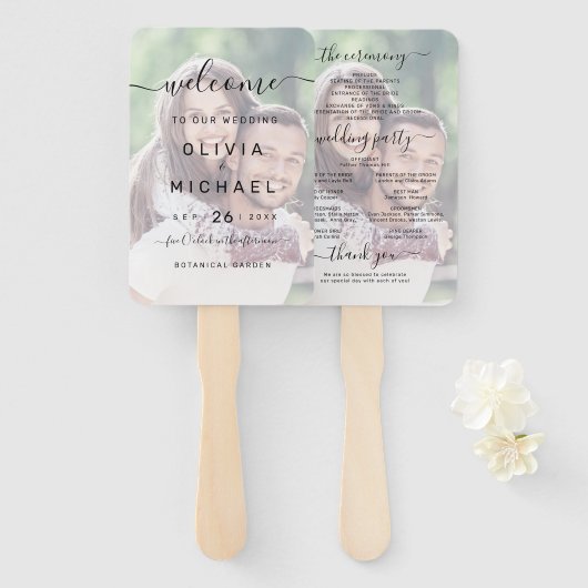 Modernes Foto-Hochzeitsprogramm Fächer (Vorne und Hinten)