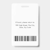 Modernes Foto ID Barcode Card Mitarbeiter Ausweis (Rückseite)