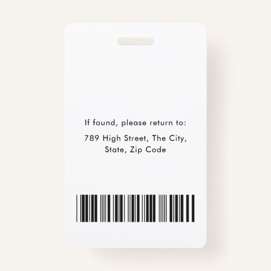 Modernes Foto ID Barcode Card Mitarbeiter Ausweis (Rückseite)