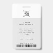 Modernes Foto-ID-Logo für Mitarbeiter | Grau Ausweis (Rückseite)