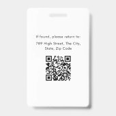 Modernes Foto ID QR Code Card Mitarbeiter Ausweis (Rückseite)