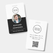 Modernes Foto ID QR Code Card Mitarbeiter Ausweis (Vorder- & Rückseite)