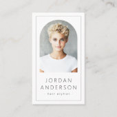 Modernes Foto im Grenzbereich QR-Code weiß Visitenkarte (Vorderseite)