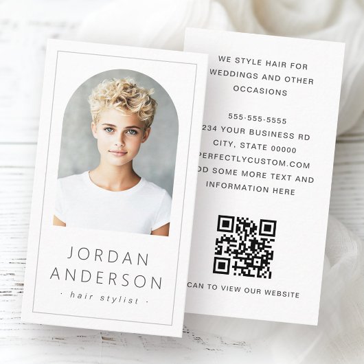 Modernes Foto im Grenzbereich QR-Code weiß Visitenkarte