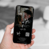 Modernes Foto in einem QR-Code uAwg Schwarze Hochz Einladung