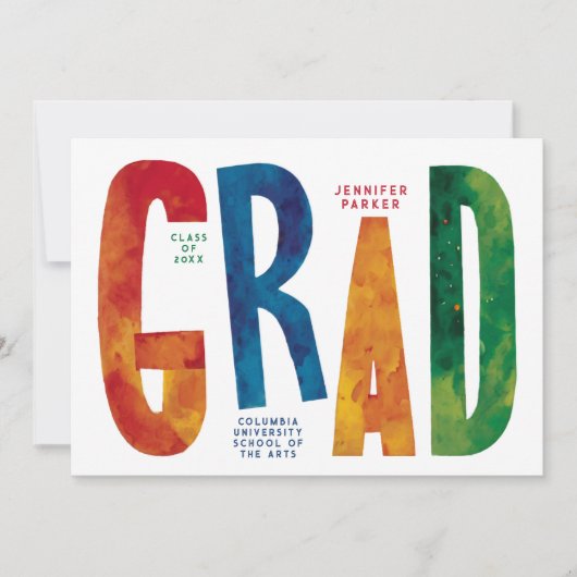 Modernes Foto in farbenfrohen Schulformen Pinsel T Ankündigung (Vorderseite)