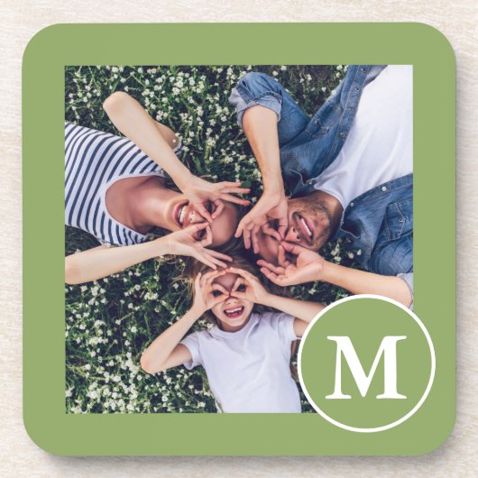 Modernes Foto in Grün und Weiß Getränkeuntersetzer (Vorderseite)