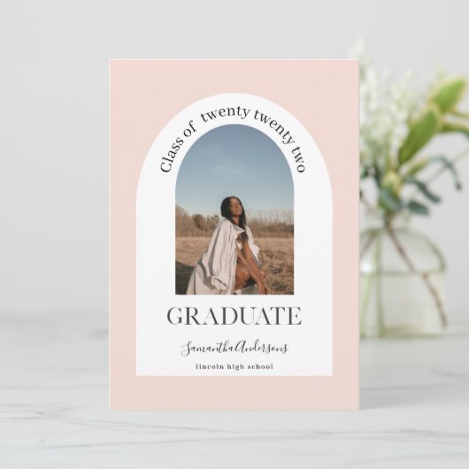 Modernes Foto in Pastellrosa Einladung (Stehend Vorderseite)