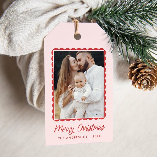 Modernes Foto in Rosa und Rot Geschenkanhänger