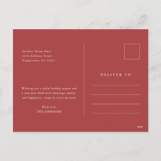 Modernes Foto in Rot und Weiß Weihnachten (Rückseite)