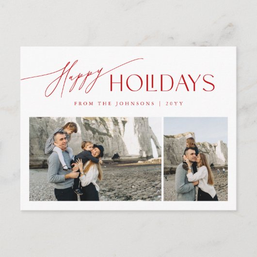 Modernes Foto in Rot und Weiß Weihnachten (Vorderseite)