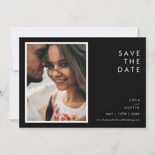 Modernes Foto in Schwarz und Weiß, horizontal Save The Date (Vorderseite)