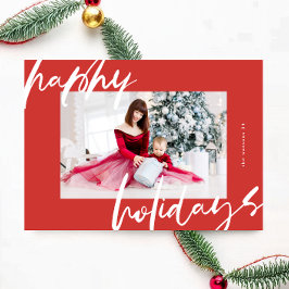 modernes Foto in Weiß und Rot Feiertagskarte