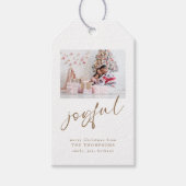 Modernes Foto Joyful Gold Script Weihnachten Geschenkanhänger (Vorderseite)