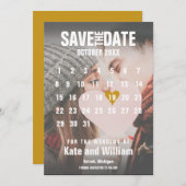 Modernes Foto Kalender Chic Goldene Liebe Herzlich Save The Date (Vorne/Hinten)
