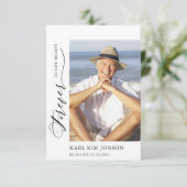 Modernes Foto Kalligrafie Script Beileid Beerdigun Dankeskarte (Stehend Vorderseite)