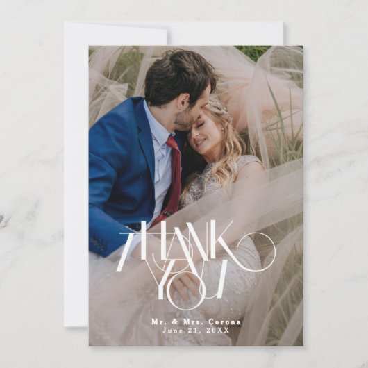 Modernes Foto Kalligrafie Script Minimalistisch Ho Dankeskarte (Vorderseite)