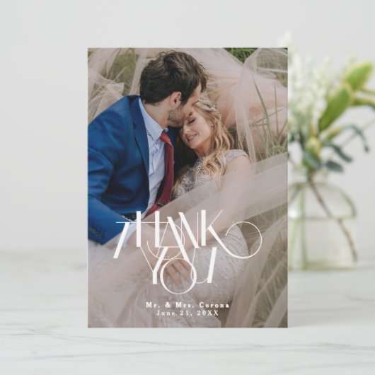 Modernes Foto Kalligrafie Script Minimalistisch Ho Dankeskarte (Stehend Vorderseite)