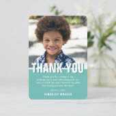 Modernes Foto Kindergeburtstag Danke | AQUAMARIN (Stehend Vorderseite)