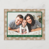 Modernes Foto Kraft Snowflake Holiday Green