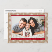 Modernes Foto Kraft Snowflake Holiday Postkarte (Vorne/Hinten)
