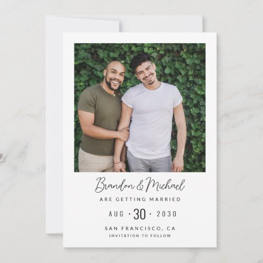 Modernes Foto LGBTQ Save the Date (Vorderseite)