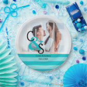 Modernes Foto Liebe Couple Party - Türkis Pap Pappteller (Party)