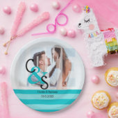 Modernes Foto Liebe Couple Party - Türkis Pap Pappteller (Party)