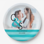 Modernes Foto Liebe Couple Party - Türkis Pap Pappteller (Vorderseite)