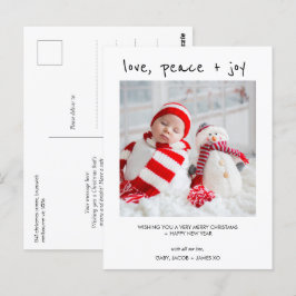 Modernes Foto Liebe Frieden Weihnachten Postkarte