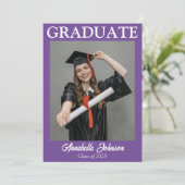 Modernes Foto Lila Abschluss Ankündigung (Stehend Vorderseite)