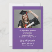 Modernes Foto Lila Abschluss Ankündigung (Rückseite)