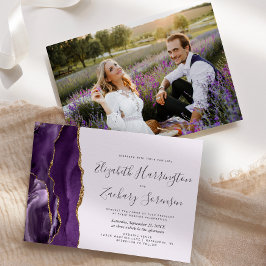 Modernes Foto Lila Gold Agate Lavender Wedding Einladung