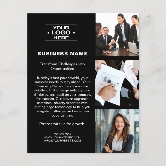 Modernes Foto-Logo QR Black Corporate Business Flyer (Vorne)